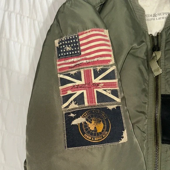 RARE Denim & Supply Ralph Lauren Khaki Bomber Jacket - Picture 5 of 9